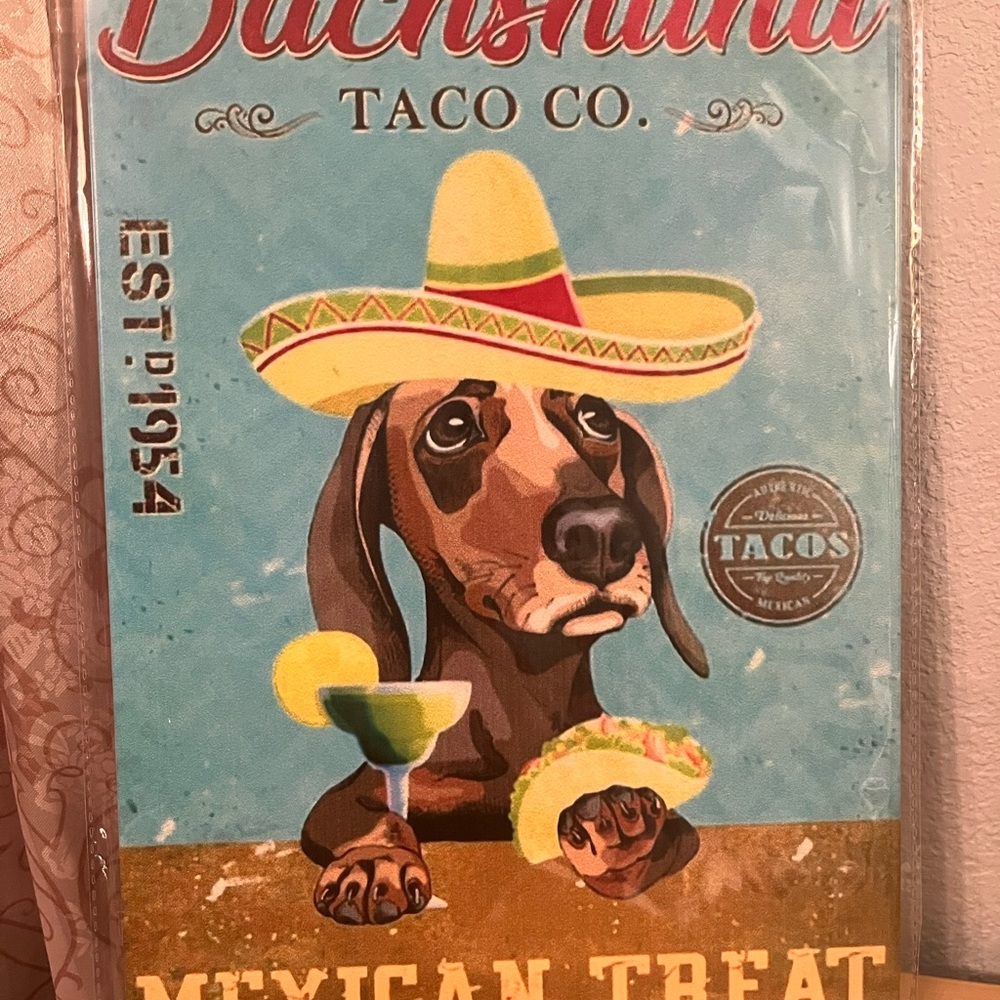 Dachshund 12”x8” tin decor sign